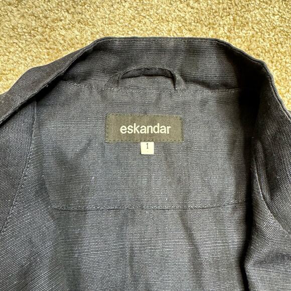 Eskandar Dark Blue Linen Button Down Shirt Jacket Size 1 - Picture 3 of 6